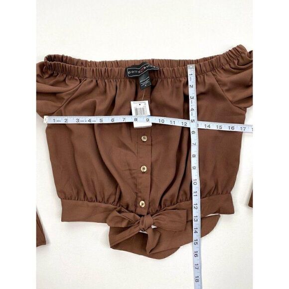 Polly & Esther Blouse Top Medium Brown Juniors'‎ - Picture 4 of 9